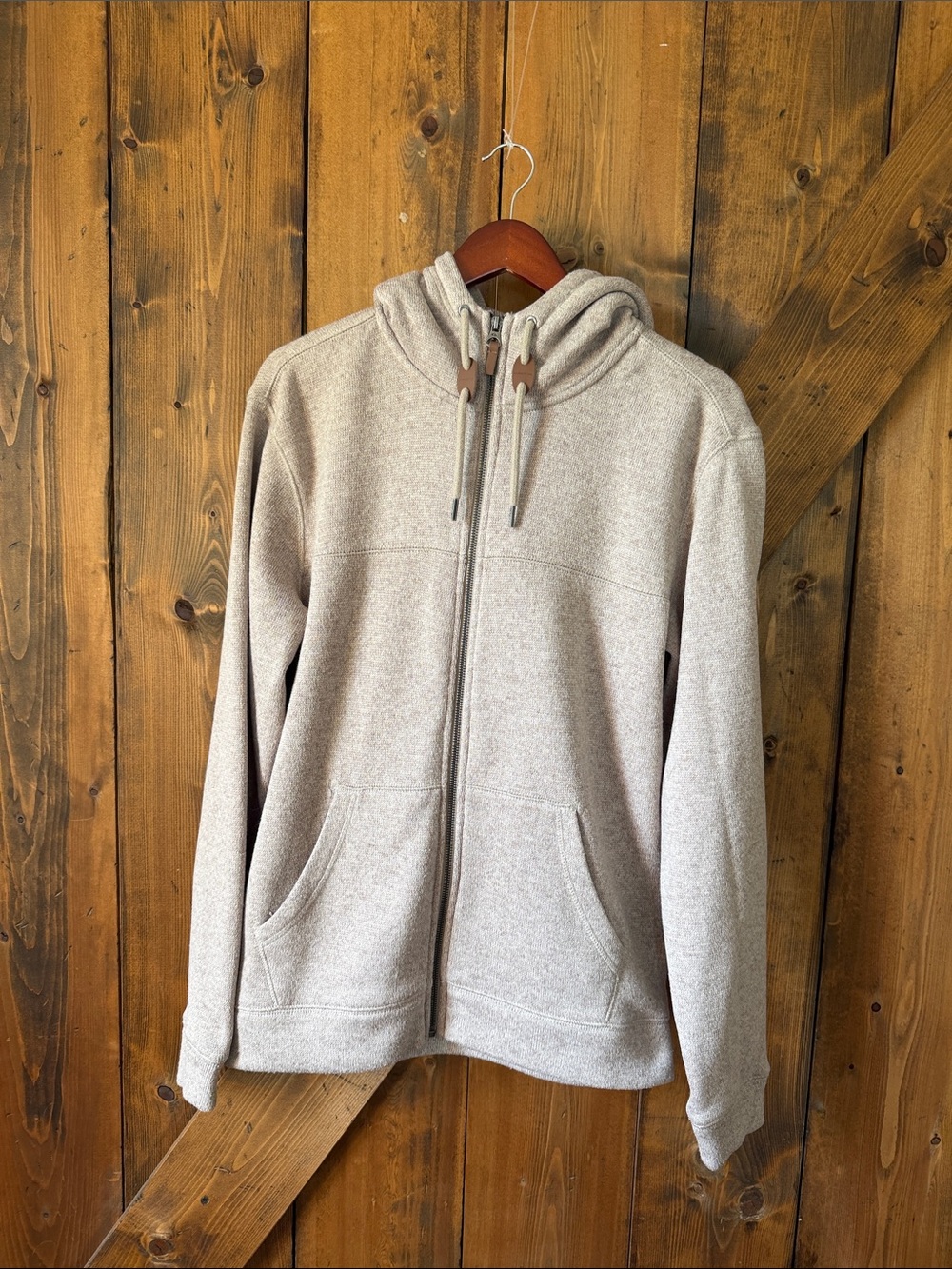 Quiksilver Men's Zip-Up Hooded Sweater in Light Taupe